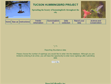Tablet Screenshot of hummingbirds.arizona.edu